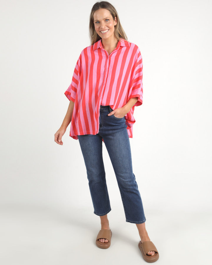 Palermo Stripe Shirt - Bittersweet/Strawberry Stripe