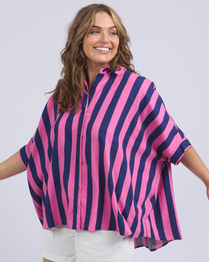 Palermo Stripe Shirt - Printed Stripe Blue/Pink