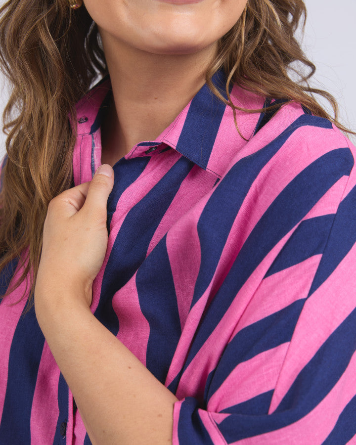 Palermo Stripe Shirt - Printed Stripe Blue/Pink