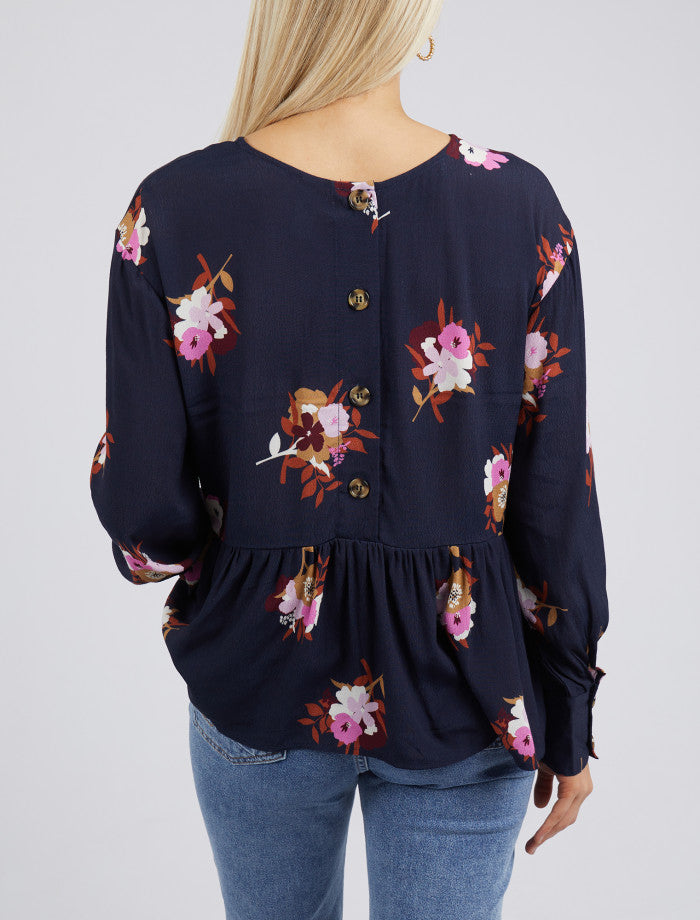 Posy Floral Blouse - Navy