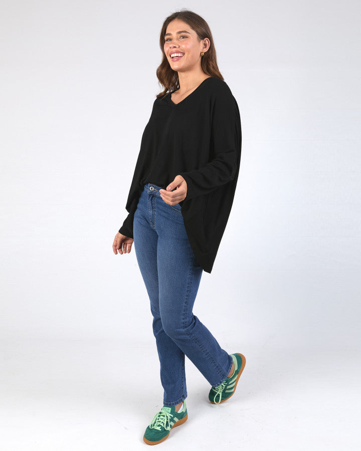 Sailor Rib Long Sleeve Tee - Black
