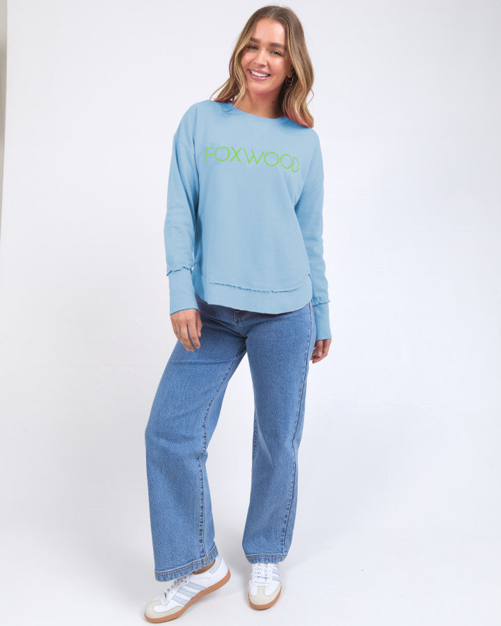 Simplified Metallic Crew - Light Blue with Lime