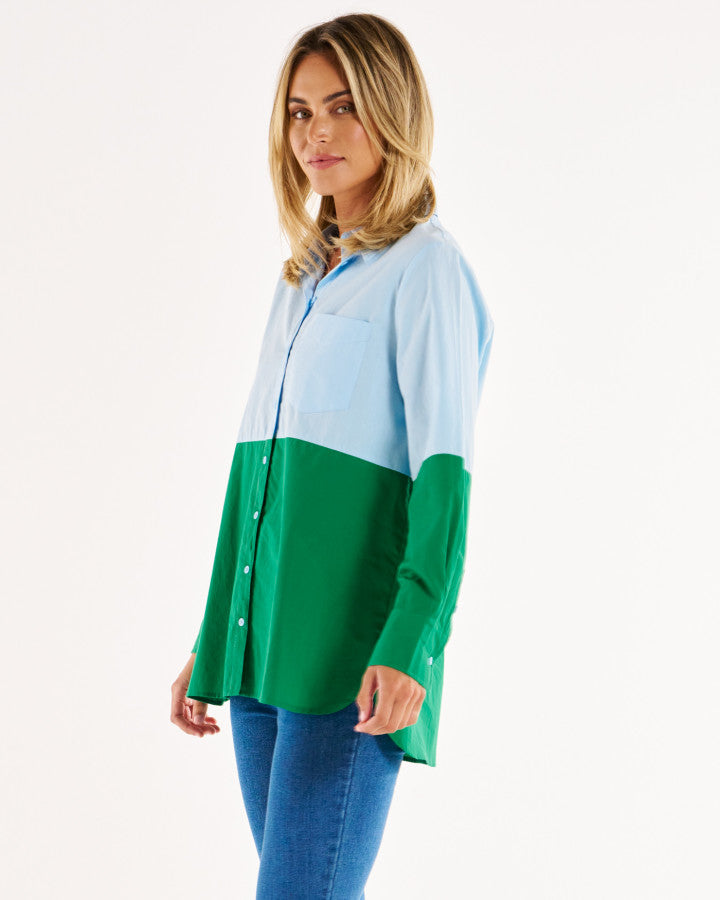 Splice Shirt - Green/Blue Splice