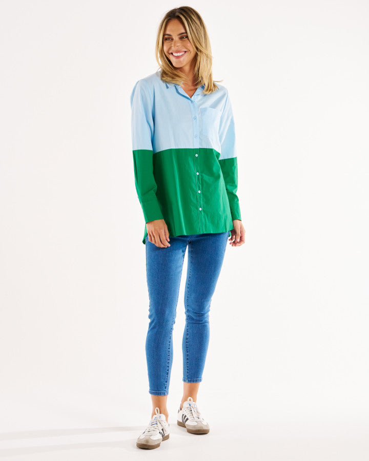 Splice Shirt - Green/Blue Splice