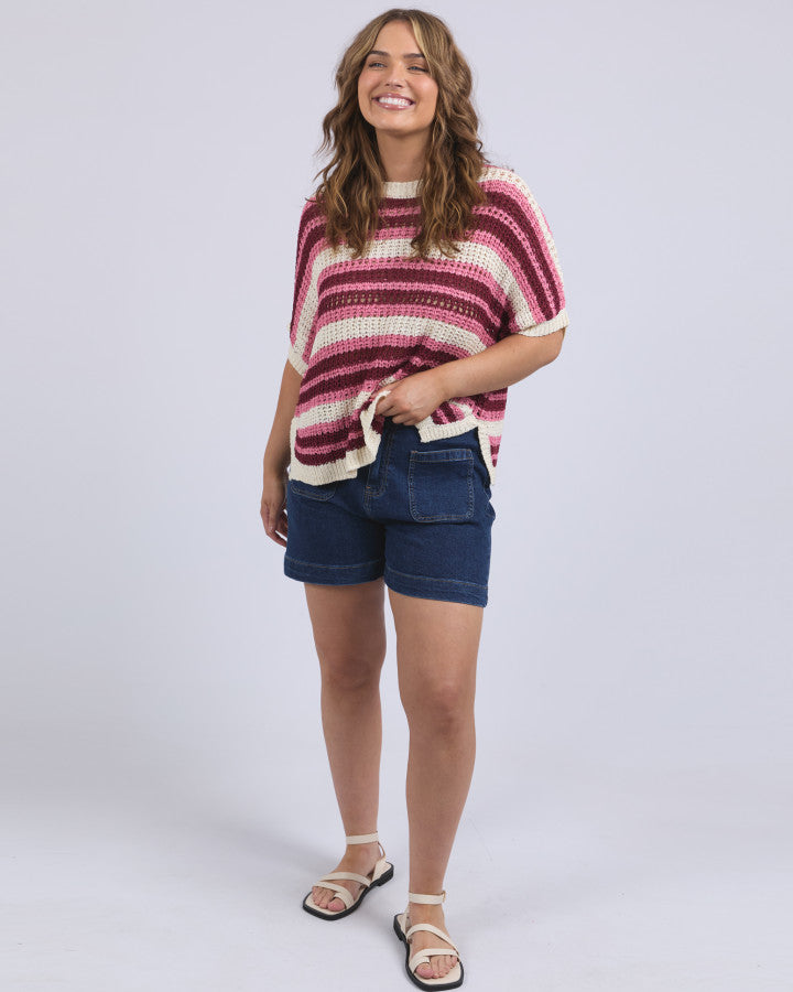 Striped Knit Top - Chateau Rose Stripe