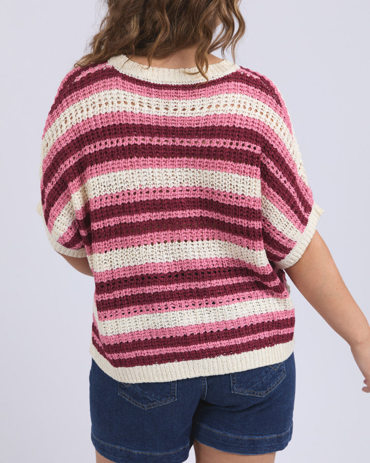 Striped Knit Top - Chateau Rose Stripe