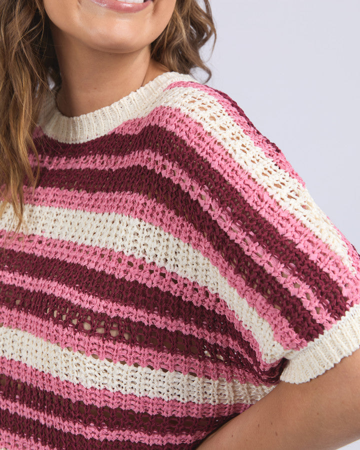 Striped Knit Top - Chateau Rose Stripe