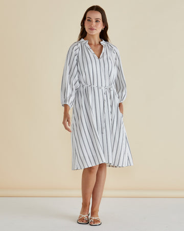 Jenna Dress - Black/White Stripe