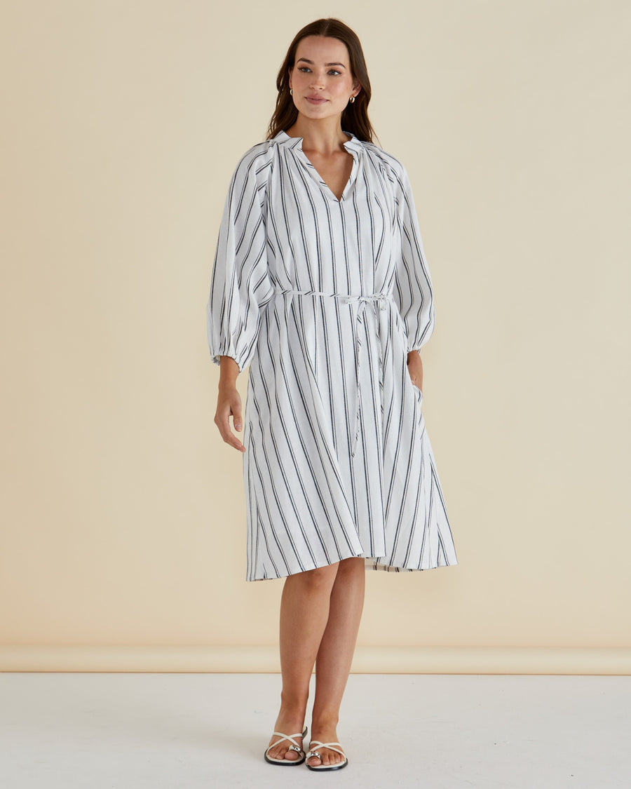 Jenna Dress - Black/White Stripe