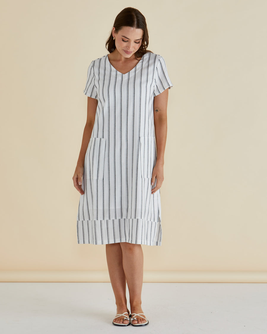 Elwood Dress - Black/White Stripe
