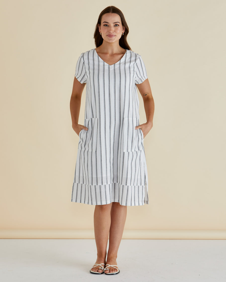 Elwood Dress - Black/White Stripe
