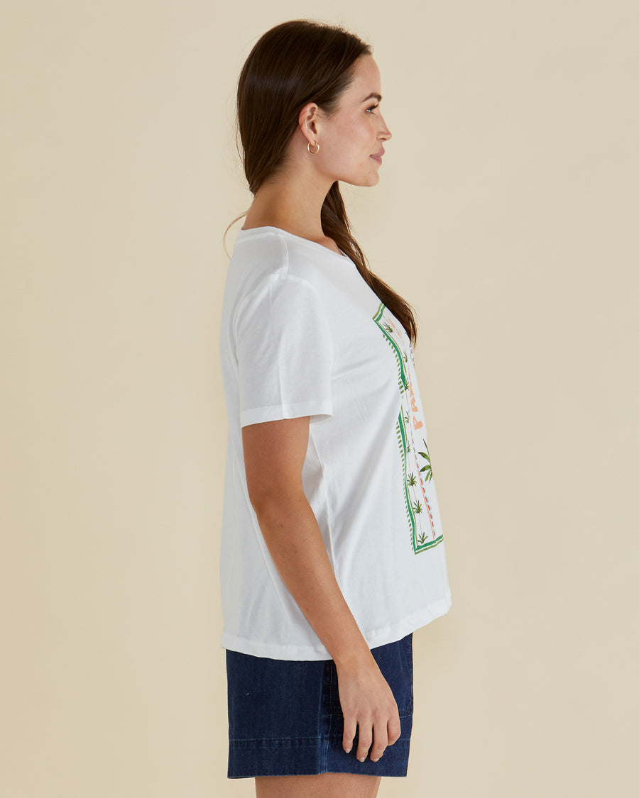 Ellia Crew Tee - Paradise Beach Print