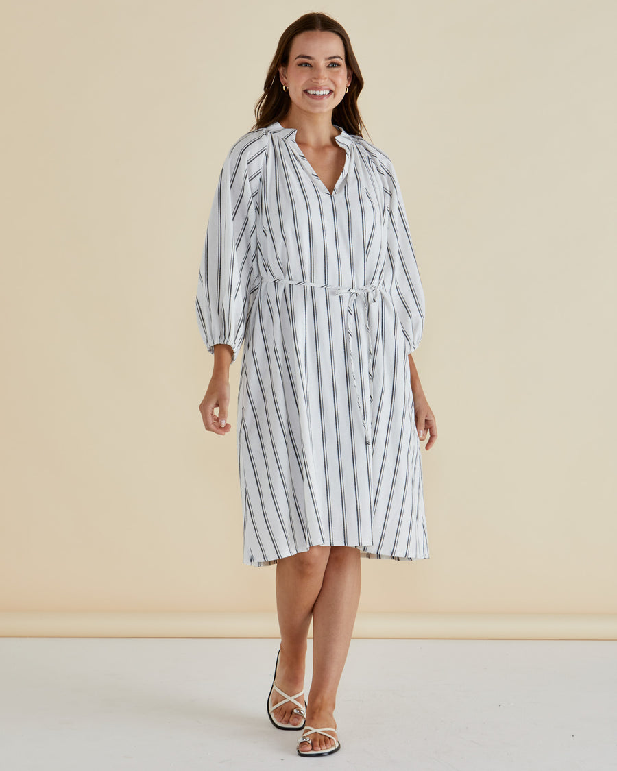 Jenna Dress - Black/White Stripe
