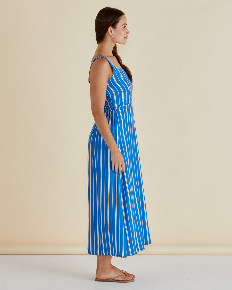 Tegan Midi Dress - Blue Stripe