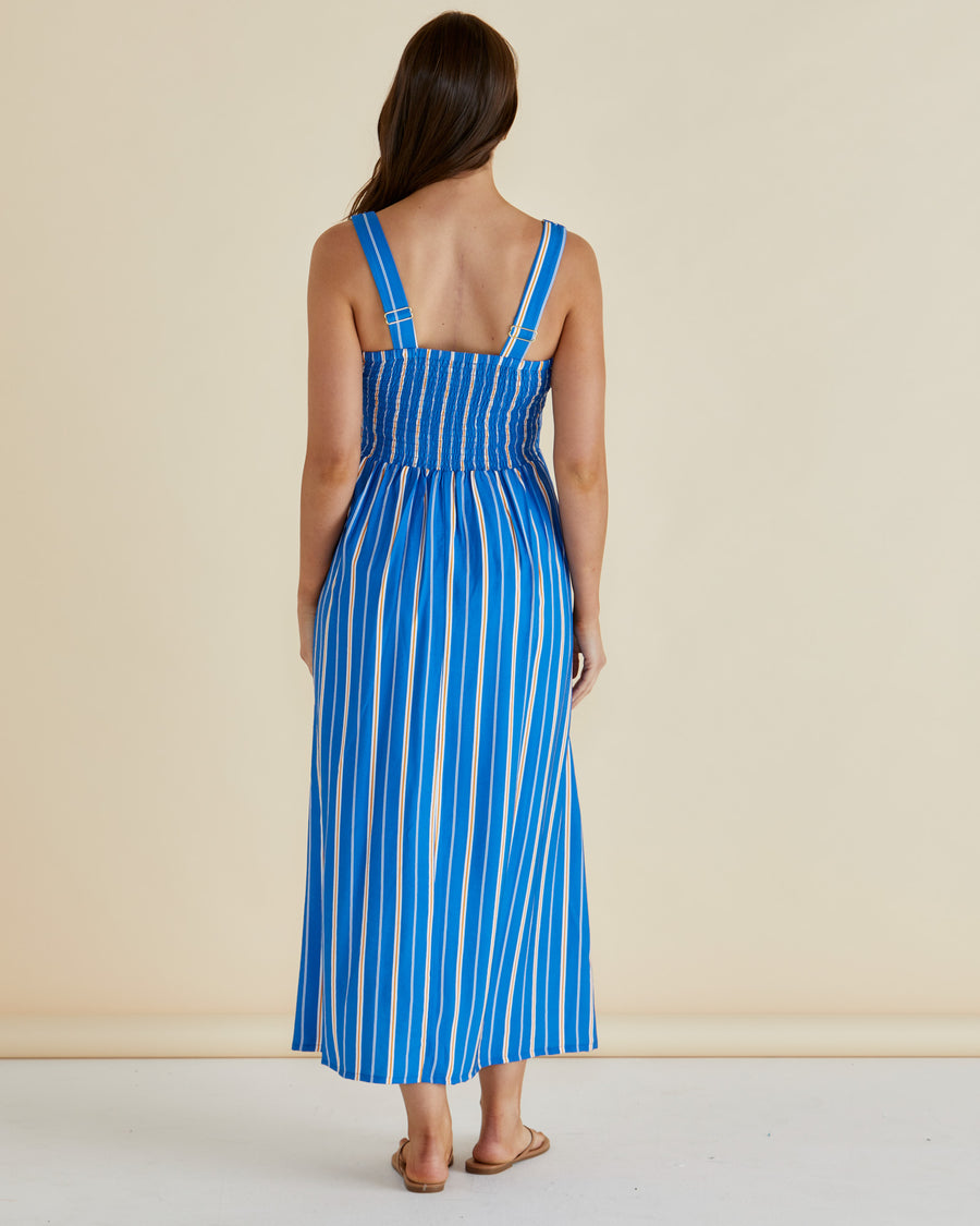 Tegan Midi Dress - Blue Stripe