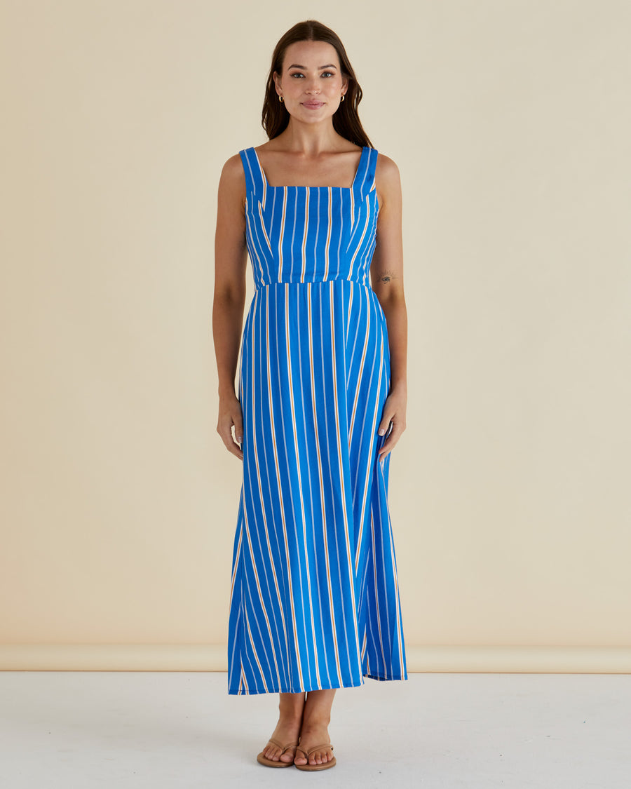 Tegan Midi Dress - Blue Stripe