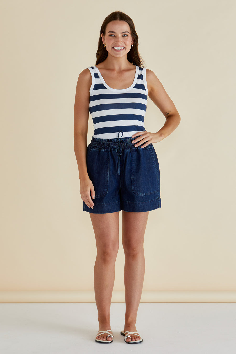 Relax Denim Shorts - Dark Blue