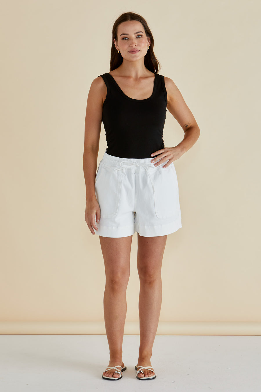 Relax Denim Shorts - White