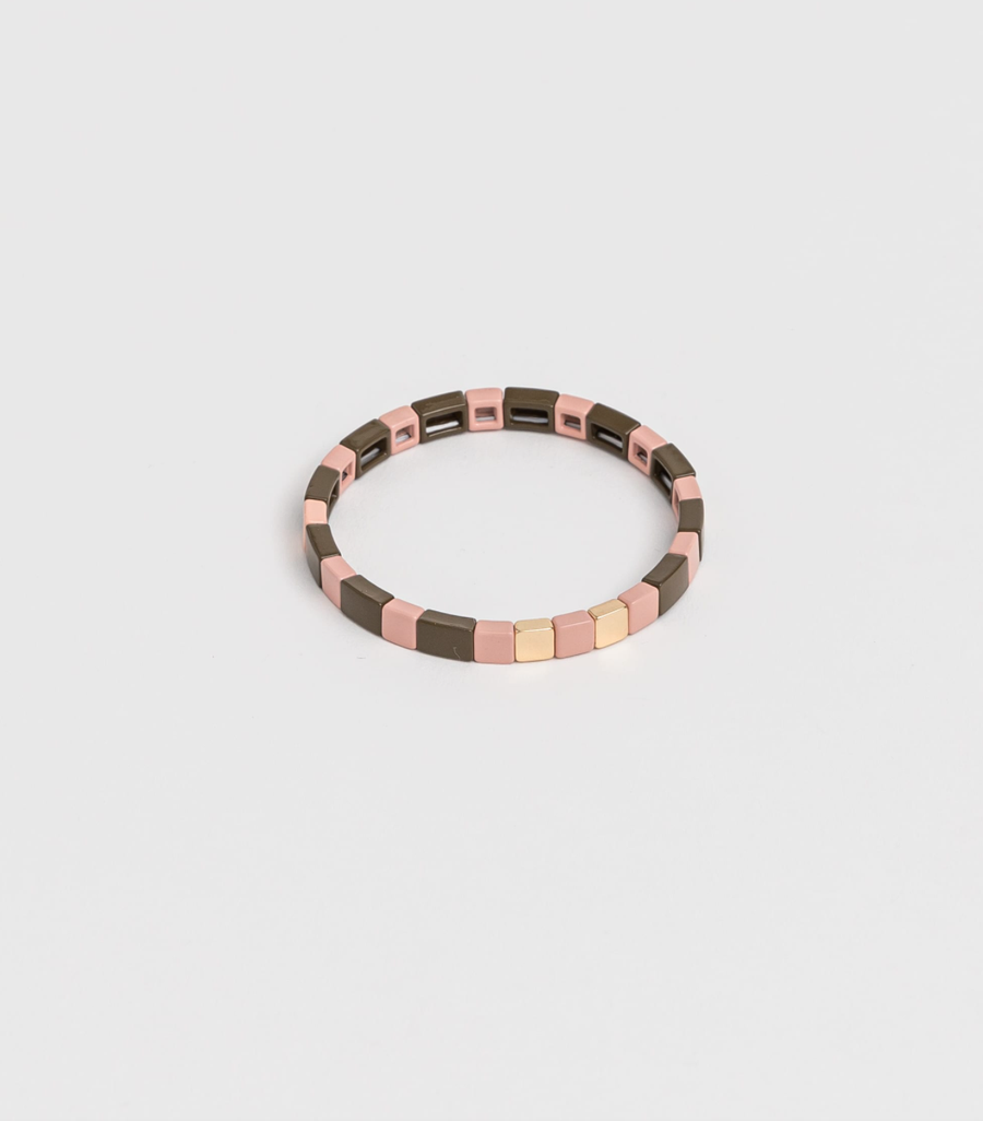 Olive/Rose Enamel Bracelet