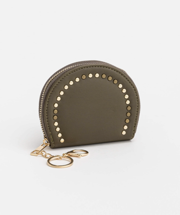 Round with Stud Coin Purse - Khaki