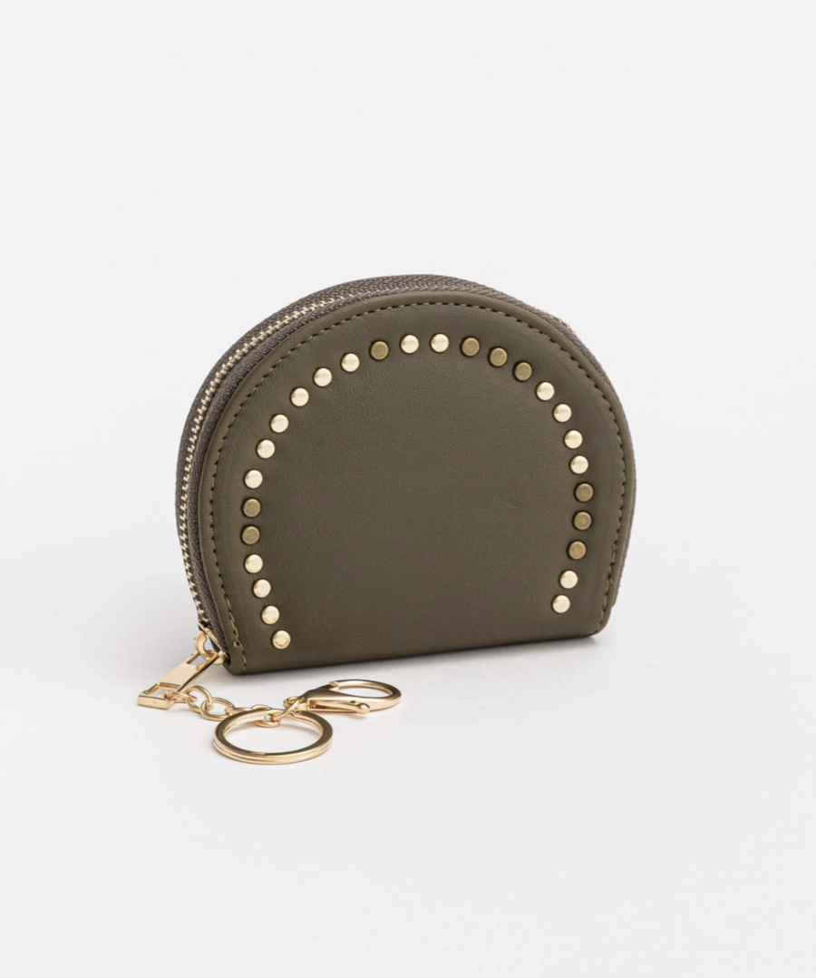 Round with Stud Coin Purse - Khaki