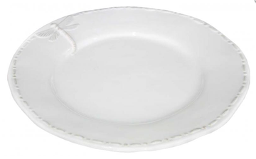 Dragonfly Stoneware White Dinner Plate