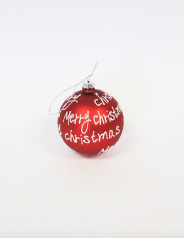 Glass Bauble Red/Merry Xmas