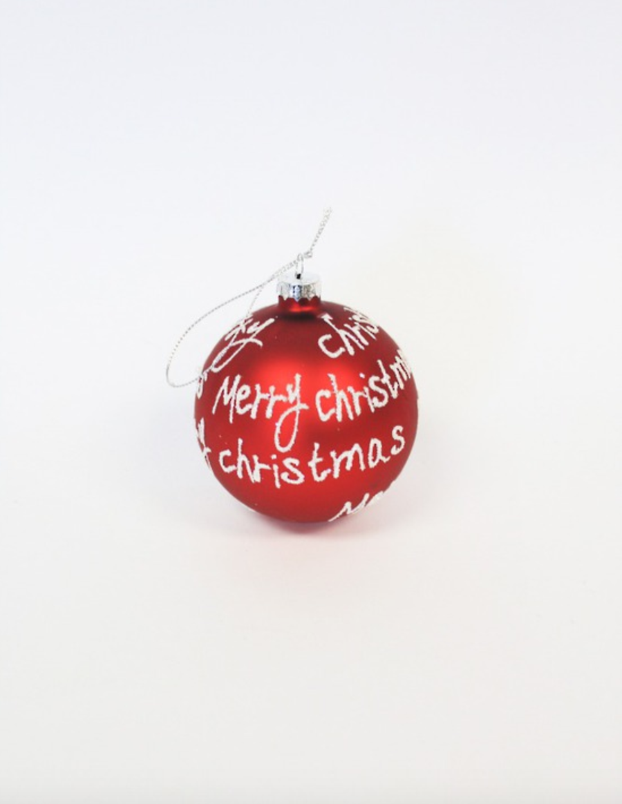 Glass Bauble Red/Merry Xmas