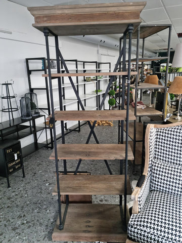 Reclaimed Pine & Oak Metal Bookcase