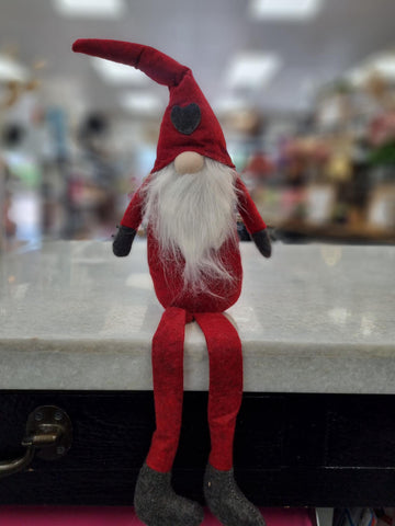 Gnome Sitting With Long Legs - Red