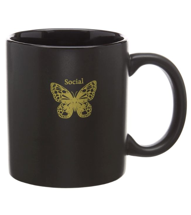 Social Butterfly Black Mug in Box
