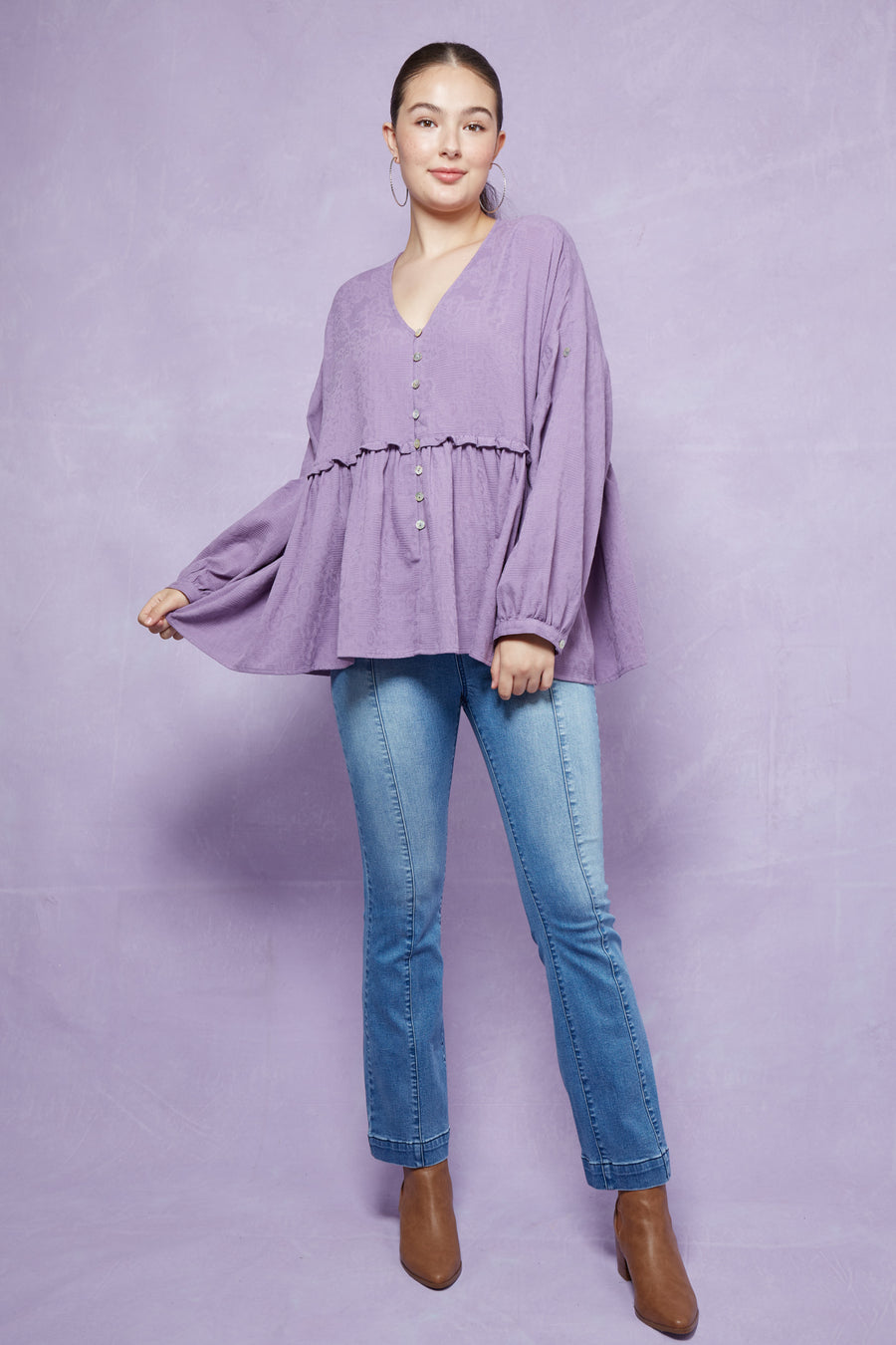 Kahlo Oversized Top - Lilac