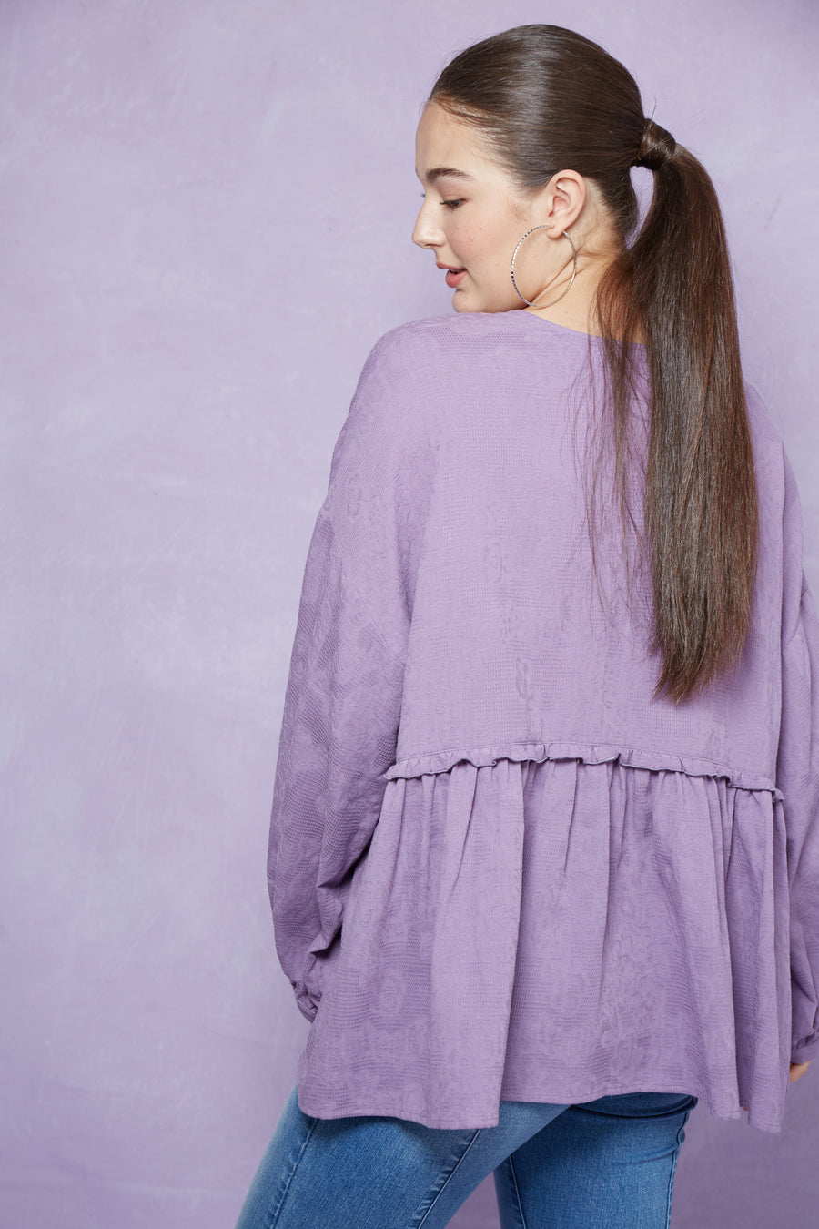 Kahlo Oversized Top - Lilac
