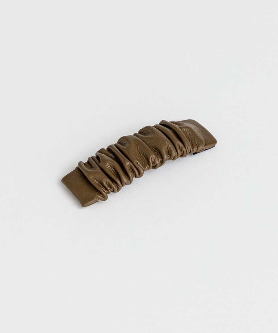 Choco PU Gathered Hair Slide