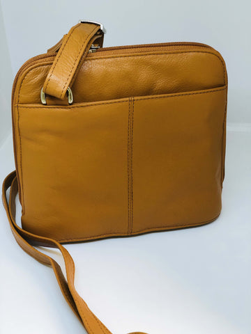 Small Leather Ladies Bucket Handbag - Tan