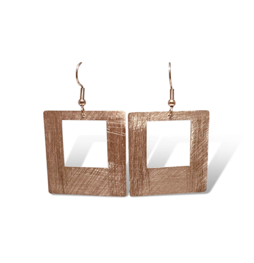 Carre Square Earrings - Rose Gold