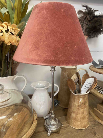 Clara Antique Silver Lamp with Rust Shade