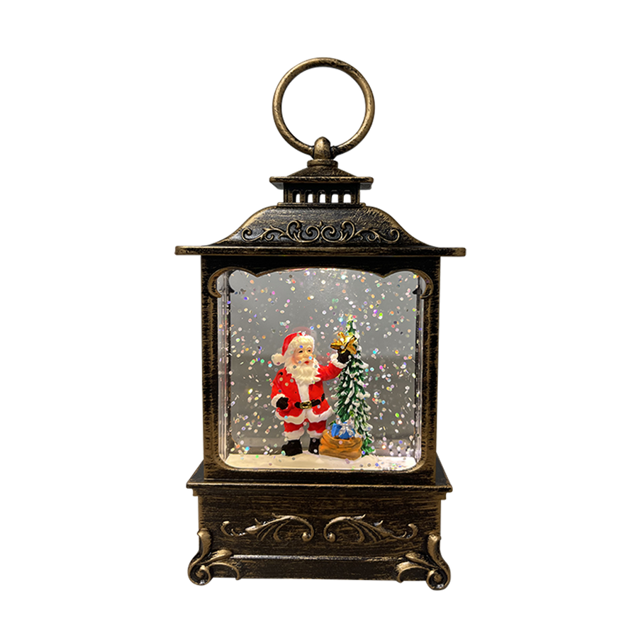 Small Santa In Rectangle Lamp Snowglobe