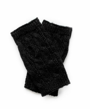 Cable Fingerless Gloves - Black