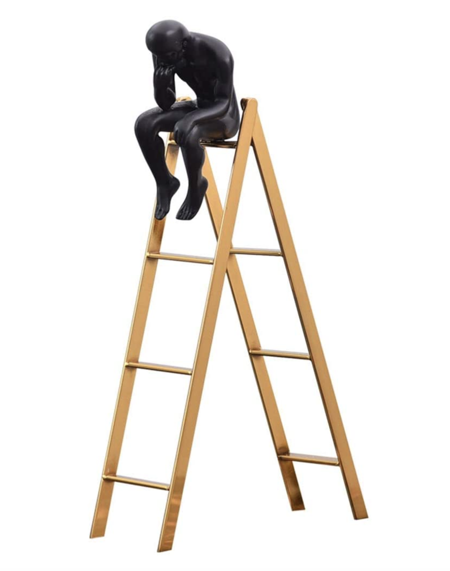 Sitting Thinking Man On Ladder