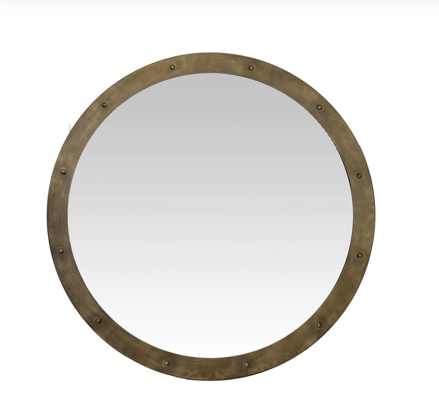 Halcyon Brushed Gold Round Mirror