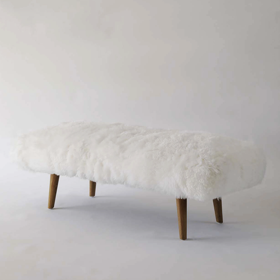 Fur Bed Stool - Ivory
