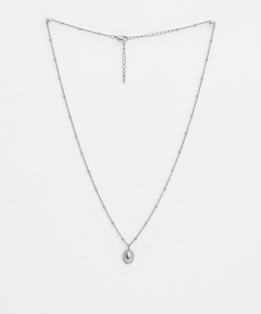 Silver Oval Locket Necklace