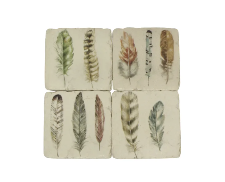 Set of 4 Feather Coasters