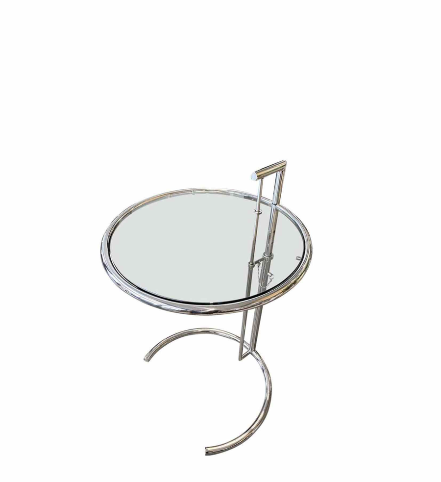 Adjustable Round Side Table - Silver