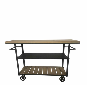 Wooden Cart with Metal Frame & Wheels