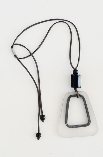 Large Corded Rectangular Pendant Necklace