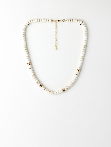 Cream Howlite with Gold Beads Necklace