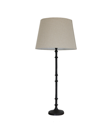 Candlestick Lamp in Rust Black Finish with Linen Shade