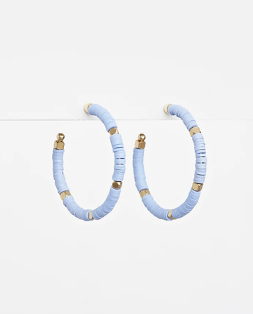 Fimo Hoop with Beads Earrings - Cornflower